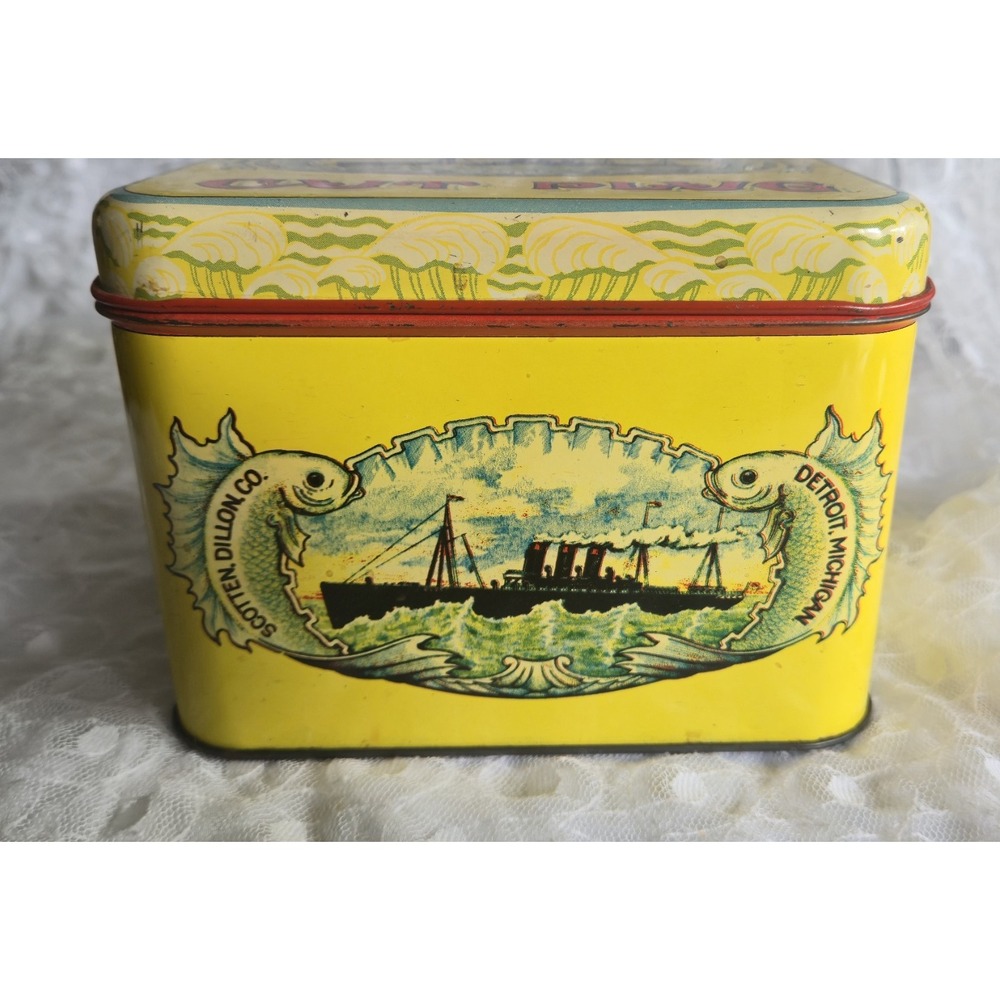Vintage OCEANIC Cut Plug Tobacco Scotten Dillon Co Detroit Michigan Tin